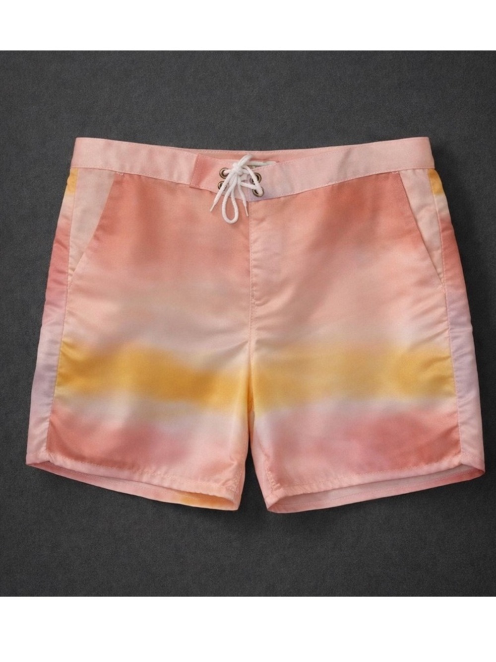 True Religion Tie Dye Board Shorts Men’s Size 36 Pink Yellow Swim Trunks